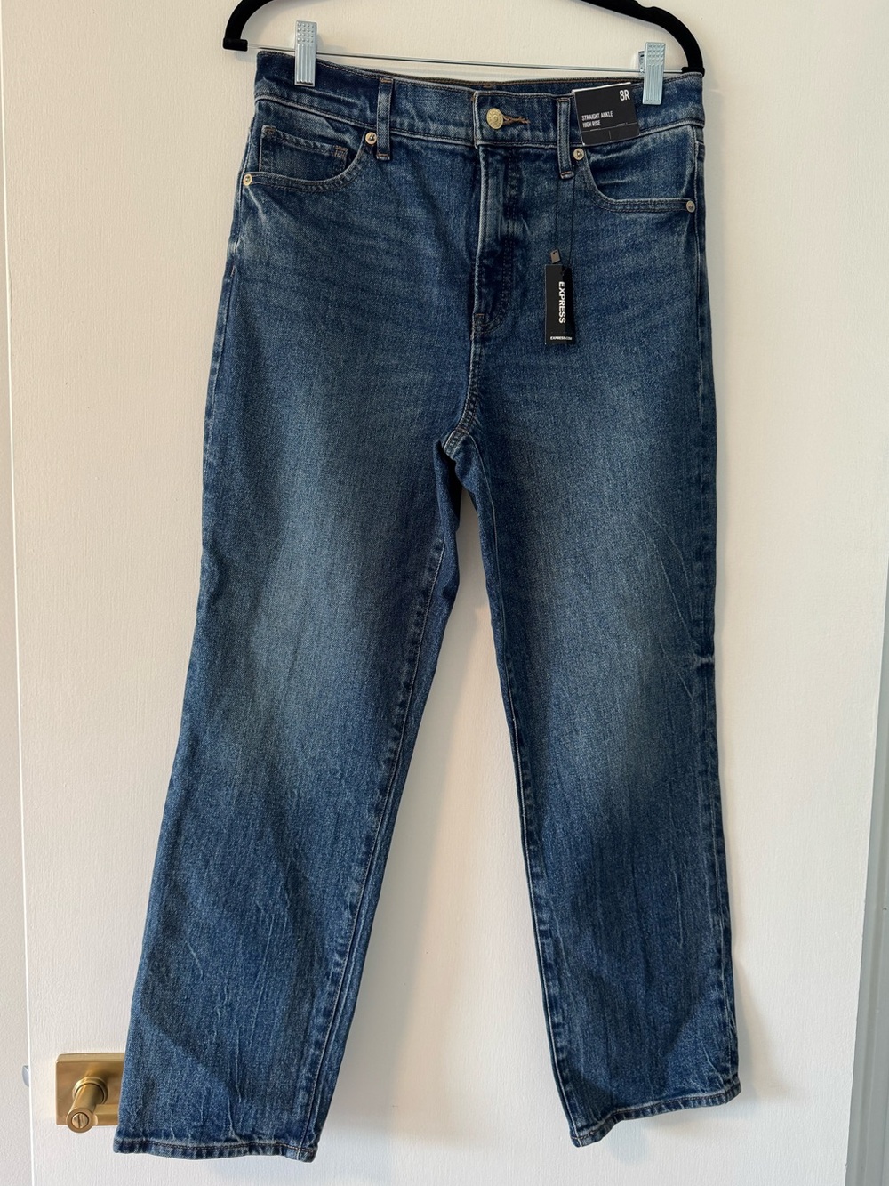 Express Blue Straight Ankle High-Rise Jeans